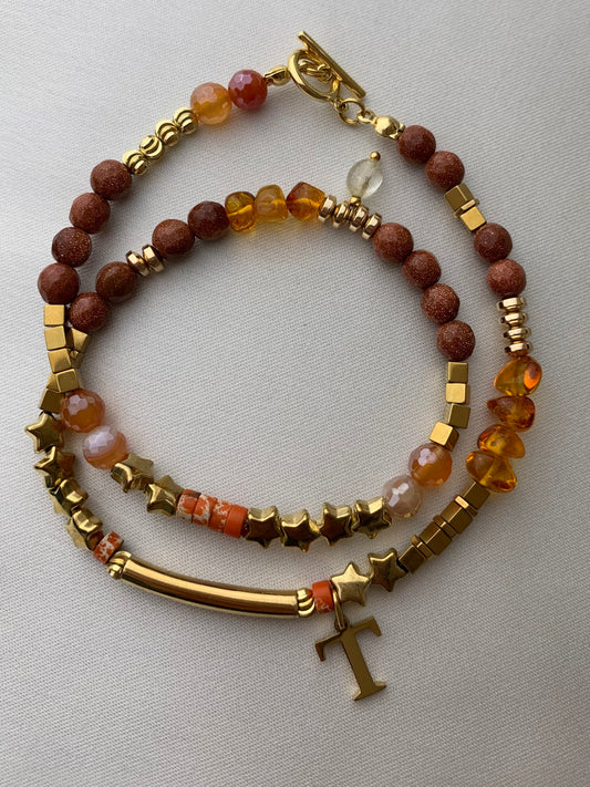 LYSIA - Bracelet/ras du cou – lettre au choix